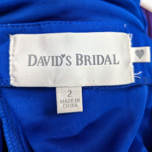 David's bridal, Size 2, mesh illusion halter, long Cobalt blue dress - Picture 6 of 8